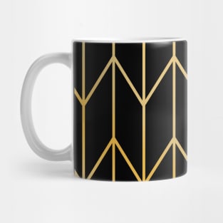 Black And Gold Geometric Chevron Pattern Mug